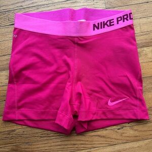 Nike Pink Athletic Compression Shorts with Light Pink Waistband